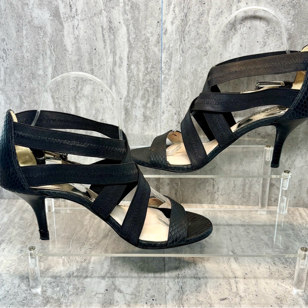 Michael Kors Carina Black Leather Strappy Heels Sandals Sz 7.5M